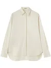 Jil Sander Pointed-collar Satin Shirt In Beig