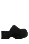 Jil Sander Platform Mules With Plush Fur And Rounded Toe In Black