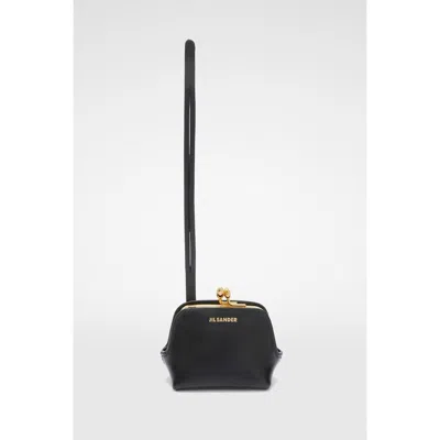 Jil Sander Women's Black Leather Clutch Bag In ["black","gold Tone"]