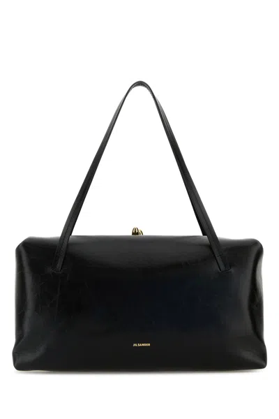 Jil Sander Women Black Leather Medium Goji Pillow Shoulder Bag