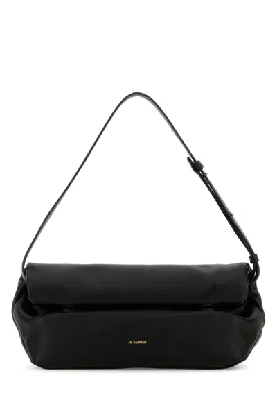 Jil Sander Women Black Leather Small Rollup Shoulder Bag