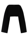 Jil Sander Wide Sleeves Wool Blend Cape In Black