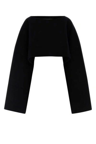 JIL SANDER JIL SANDER WOMEN BLACK WOOL BLEND CAPE