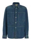 Jil Sander Women Blue Shirt With Classic Collar And Logo Patch On The Rear In Denim Woman In Blue