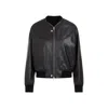 Jil Sander Leather Bomber Jacket In Black