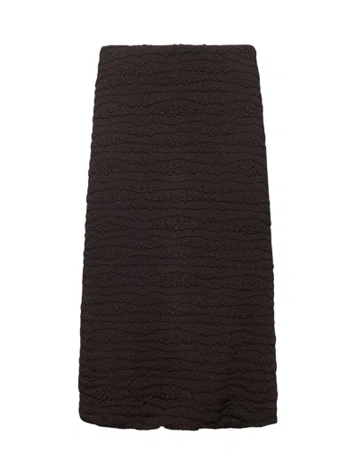Jil Sander Women Brown Embroidered Crepe Jersey Skirt In Black