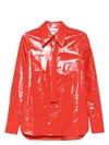 Jil Sander Shiny Linen Shirt With Red Tie In Orange