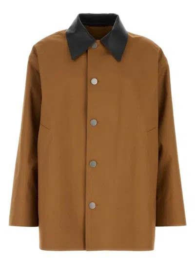 JIL SANDER WOMEN'S CARAMEL COTTON TRENCH COAT