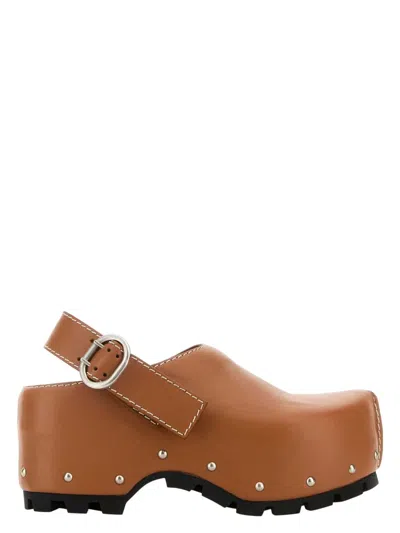 Jil Sander Women's Caramel Leather Clogs Pumps