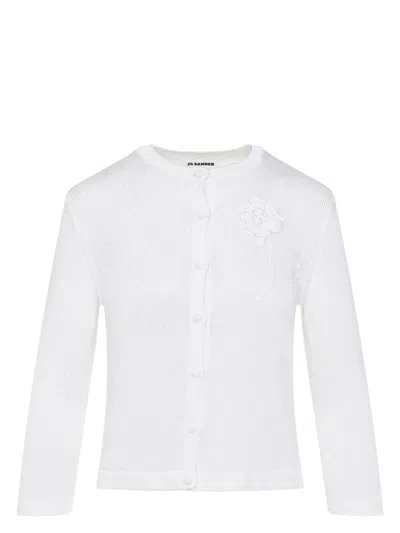 Jil Sander Women's Cardigan With Crochet Flower