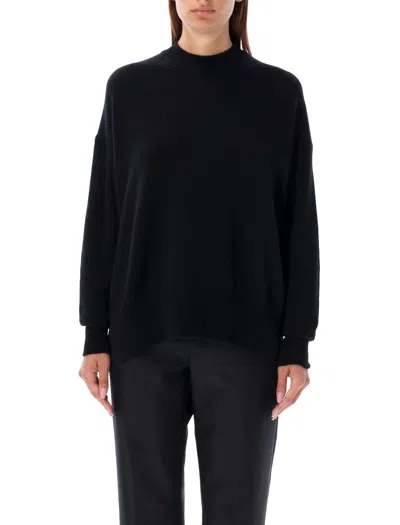 Jil Sander Oversized Cashmere Crew Neck Knit In Black