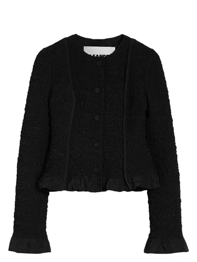 JIL SANDER WOMEN'S CHAQUETA PUÃ±OS-DOBLADILLO DRAP NEGRO | SIZE DE38 | J02BN0211J70193001