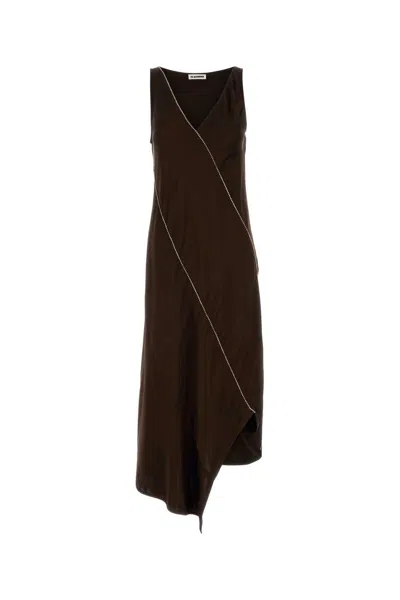 Jil Sander Women Chocolate Satin Dress In Brown