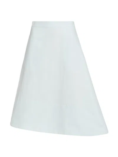 Jil Sander Women's Compact Light Double-cotton Asymmetric Midi-skirt In Blue