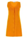 Jil Sander Sleeveless V-neck Ribbed Knit Dress In Orange