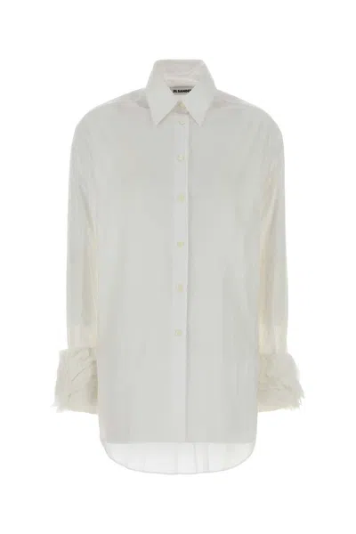 Jil Sander Muslin With Ruffled Cuffs Shirt In White