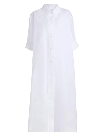 Jil Sander Short-sleeve Cotton Midi Shirtdress In White