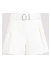 Jil Sander Flared Buckle Belt Shorts In White