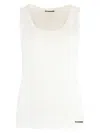 Jil Sander White Crewneck Sleeveless Top In Cotton In White
