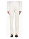 Jil Sander White Cotton Trousers With Slits In White