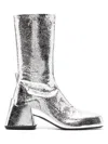 Jil Sander Metallic Block-heel Ankle Boots In Silver