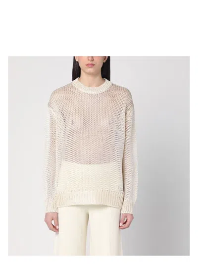Jil Sander Women's Cream Crochet Sweater
