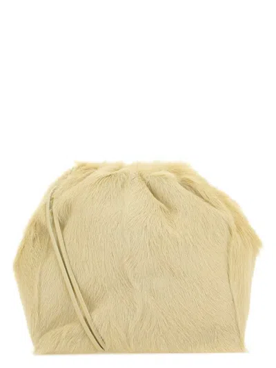 Jil Sander Women's Cream Fur Dumpling Bucket Bag