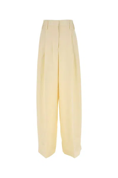 Jil Sander Women Cream Viscose Blend Wide-leg Pant In Neutral