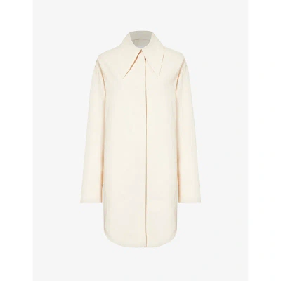 Jil Sander Womens Cream White Oversized-collar Long-sleeve Linen Shirt
