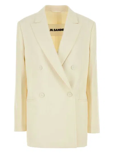 JIL SANDER WOMEN'S CREAM WOOL BLAZER