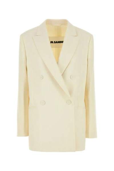 Jil Sander Women Cream Wool Blazer In Yellow