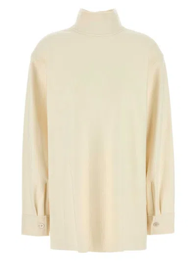 Jil Sander Women's Cream Wool Blend Blouse Top