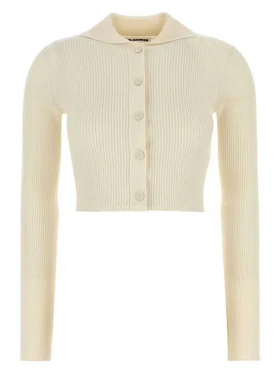 Jil Sander Women's Cream Wool Blend Cardigan