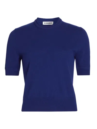 Jil Sander Women's Crewneck Wool Sweater In Blue