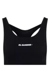 Jil Sander Black Sports Bra With Logo Lettering On The Front In Tech Fabric Stretch Woman In Black