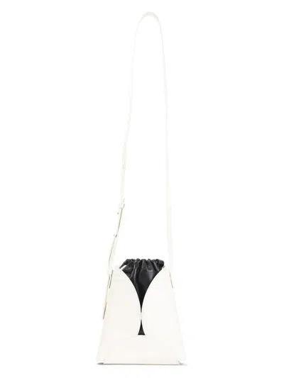 Jil Sander Women's Crossbody Curve Natural Black Sack In Eggshell