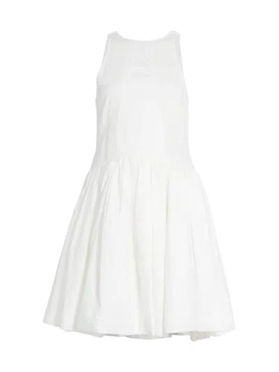 Jil Sander Women's Drop-waist Gathered Minidress In Optic White