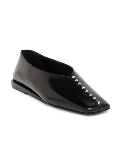 Jil Sander Women's Embellished Leather Ballerina Flats In Black