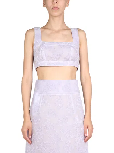Jil Sander Embroidered Round Neck Top For Women In Purple