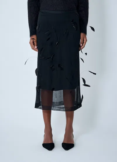 JIL SANDER JIL SANDER WOMEN FEATHER EMBROIDERY SKIRT