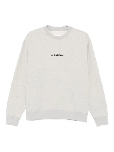 Jil Sander Green Embroidered Logo Sweater In Gray