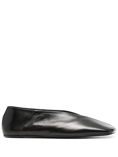 Jil Sander Women Leather Ballet Flats In Black