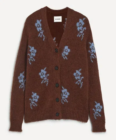 Jil Sander Women's Floral Alpaca And Wool-blend Cardigan In Brown