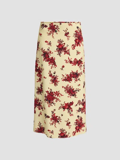 Jil Sander Women's Floral Enverse Satin Midi Skirt In Ruby Yellow