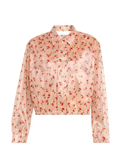 Jil Sander Women's Floral Organza Blouse In Pink