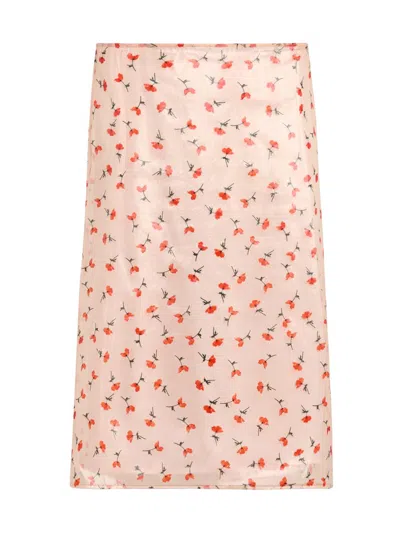 Jil Sander Women's Floral Organza Knee-length Skirt In Pink