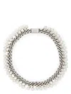 Jil Sander Elegant Freshwater Pearl Necklace With Silver Chain In Pearl
