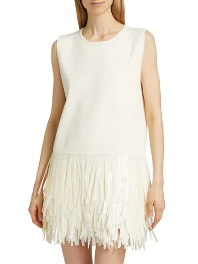 Jil Sander Women's Fringe Knit Minidress In White