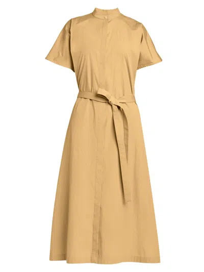 Jil Sander Women's Glass-finished Cotton Poplin Shirtdress In Brown