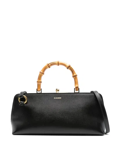 Jil Sander Sm Goji Leather Top Handle Bag In Black